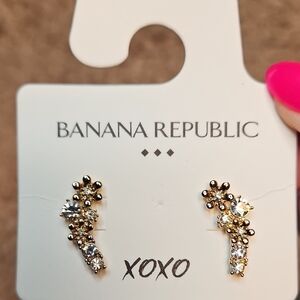 Banana Republic Gold Crystal Cluster Stud Earrings